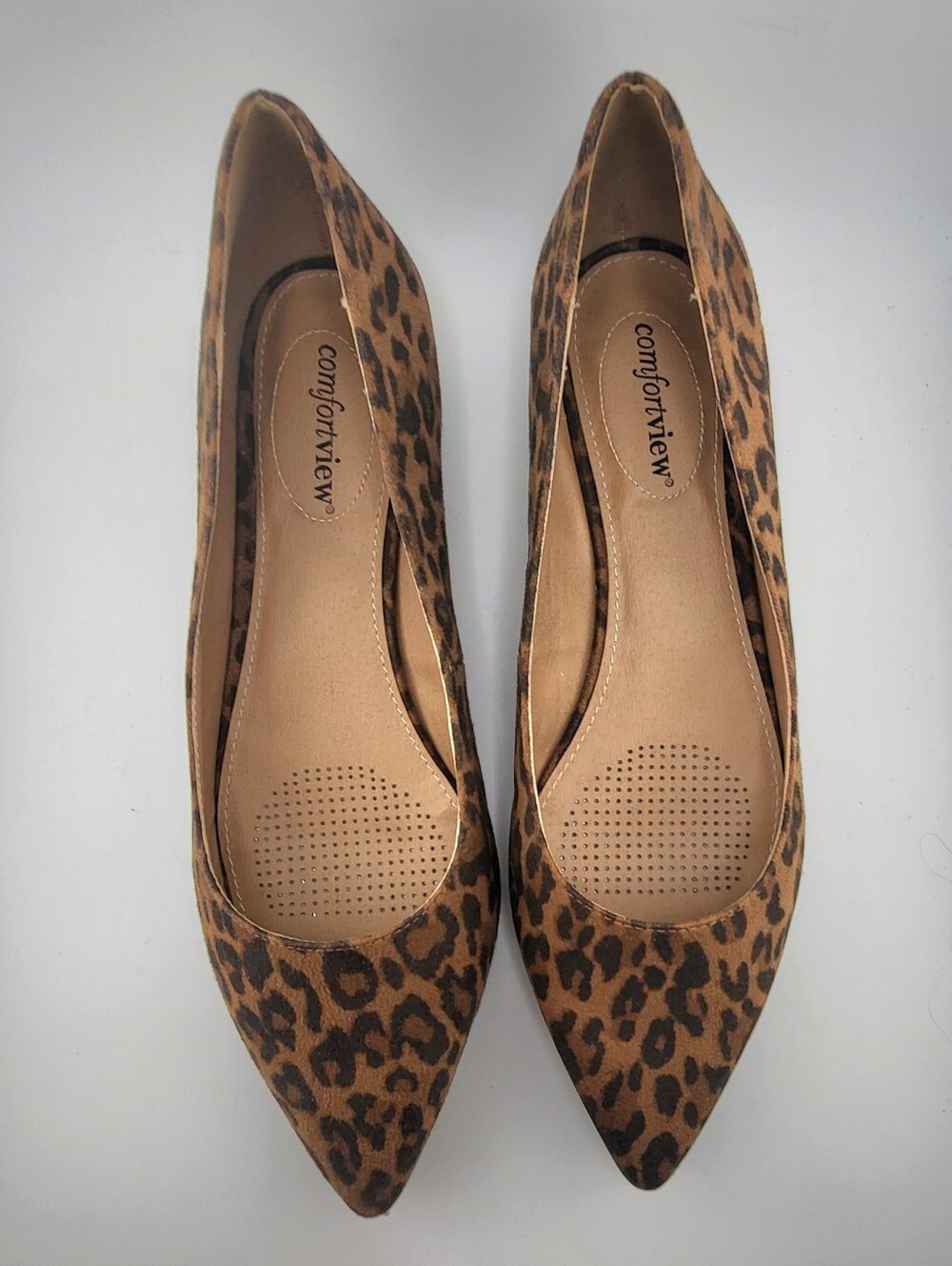 comfortview Women's Leopard Print Pointed Flats - Brown/Black 10 M NIB - Picture 2 of 8